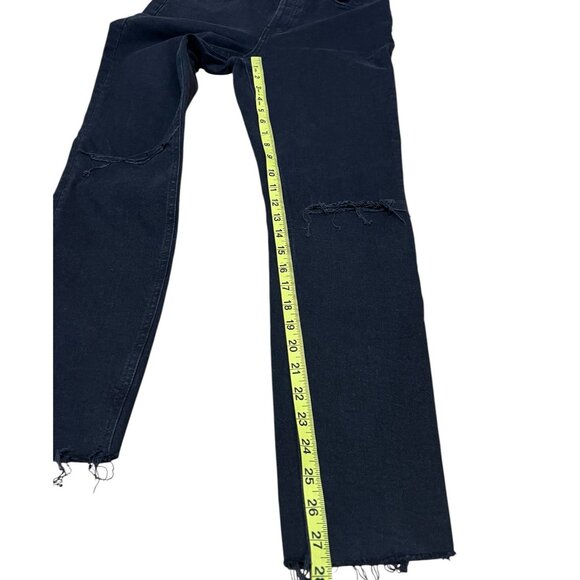 We the Free Distressed Black High Rise Skinny Stretch Jeans Raw Hem Size 27 - Picture 7 of 13